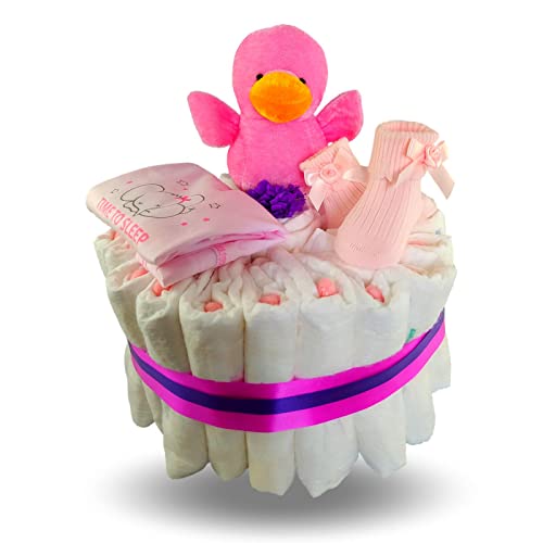 Tarta De Pañales Mi Primer Regalo Para Niña Cover