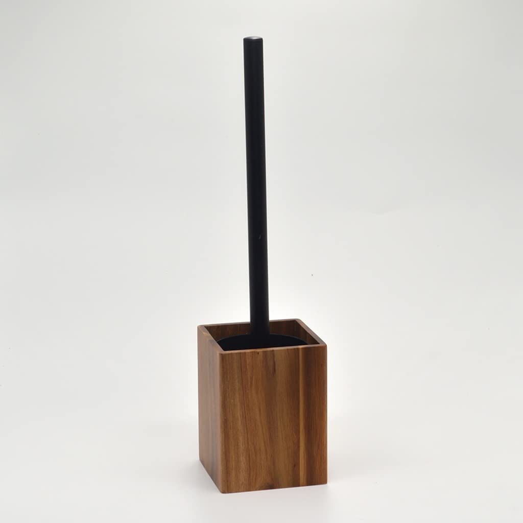 Kompakte freistehende WC-Bürste und Halter aus Holz für Badezimmer-Aufbewahrung und Organisation, Badezimmer-Dekor-Zubehör, niedliche WC-Bürste mit Edelstahlgriff