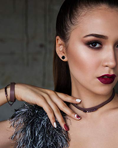 18K White Gold Plated Stud Earrings Brilliant Round Cut 3-7MM Ruby/Emerald/Sapphire Cubic Zirconia Earring Studs (5 Pairs)3