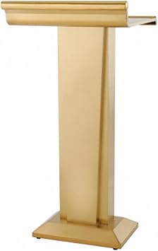Mobile Podium Stand, Professional Lectern with Wide Reading Countertop, Wedding Office Classroom Lecture Lectern, Portable Lectures Recitals Speech Information Podium,Gold