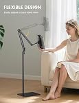 Lamicall Tablet Floor Stand Phone Holder [55" Height Adjustable][ Flexible Arm] Multi Angle Tablet Holder, 5lb Weighted Base Bed Mount for 4.7-13" Devices, iPad Pro Air Mini, Kindle, Tabs, E-Readers