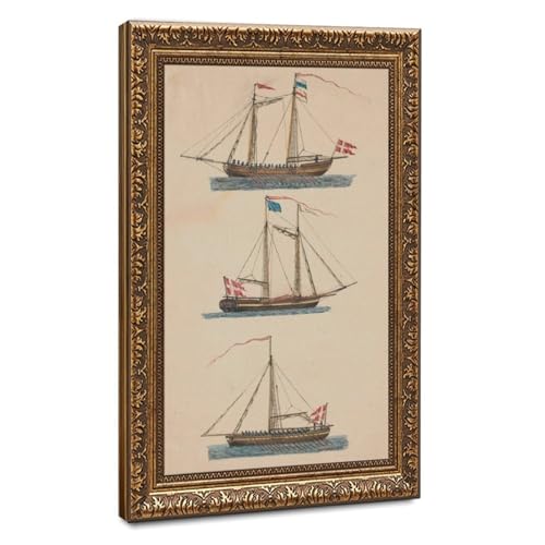 Affiche sur toile de bateau à voile pour créer une ambiance de bibliothèque côtière