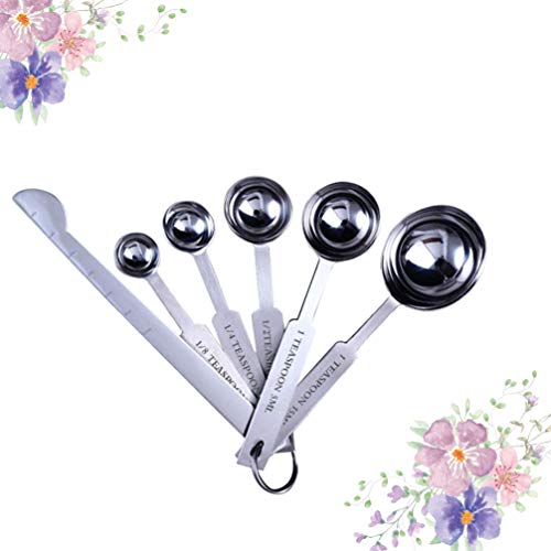 Cabilock 2 conjuntos de xícaras de medição e colher de medição de aço inoxidável, colheres de temper