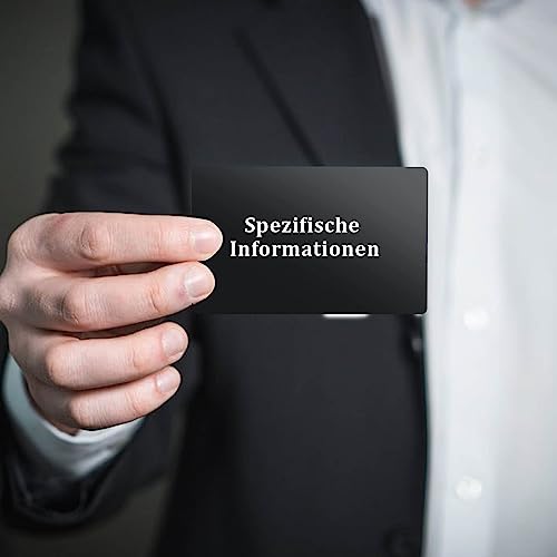 NUWIQ 100 Stück Visitenkarten Blanko, Rohlinge Metall Visitenkarten, Aluminium, für geschäftliche Anlässe, Geburtstage und Feiertage, 8,6x5,4cm, Schwarz