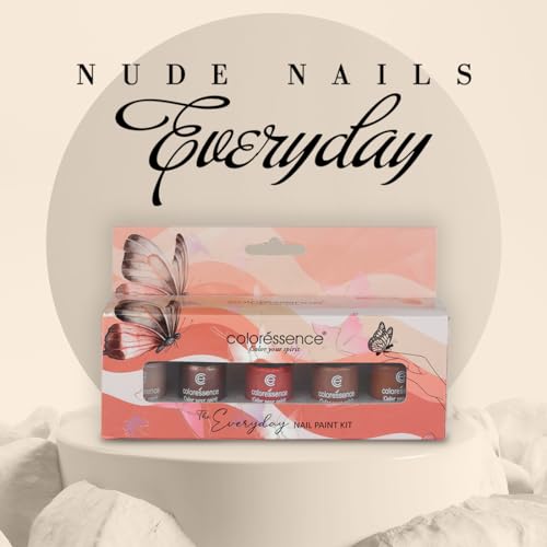 Image of Coloressence Everyday Nail Paint Kit with Pastel & Nude Shades | Chip Resistant and Quick Dry Nail Paints | Set of 5 Nail Paints