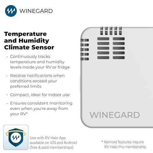 Image of Winegard HS‑TMP1 Temperature & Humidity Sensor - Smart RV Halo Indoor Climate Monitor - Bluetooth - Battery Powered Sensor - White