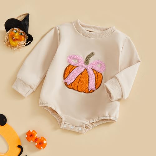 Halloween Baby Clothes Newborn Girl Pumpkin Ghost Sweatshirt Bubble Romper Long Sleeve Bodysuit Infant Fall Clothes3