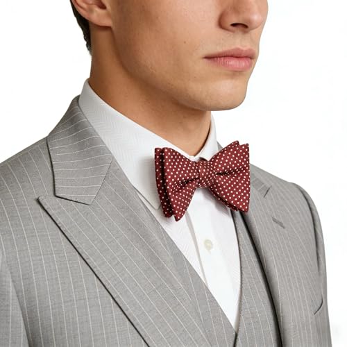 Image of 100% Silk Mens Bowtie Self Tie Bow Tie Bowtie Tuxedo Wedding Solid Color Formal Bow Ties for Man Many Colors