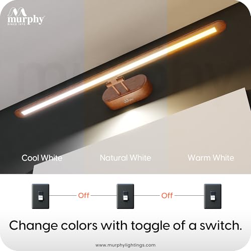 Image of Murphy 6W 3-in-1 Color Chnaging Wooden Finish LED Mirror Picture Wall Light,Bathroom Vanity Led Mirror Light with 2 Year Warranty (Cool White /Warm White /Natural White)-Pack of 1