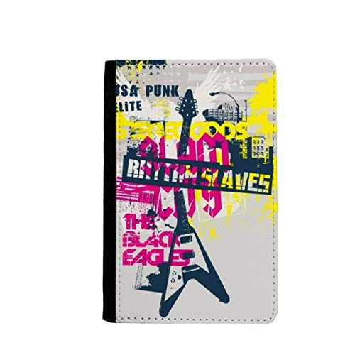 Portefeuille de voyage passeport rose motif sac de guitare jaune pour documents de voyage