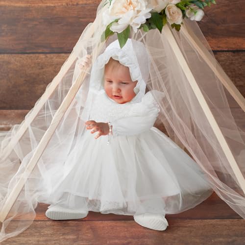 5 Pcs Baby Girl Baptism Outfit Includes Baby Girl Christening Dress Baptism Bonnet Shoes Socks Cross Bracelet4