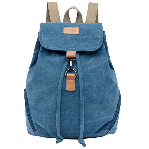 Canvas Backpack Casual Daypack For Girls&Women Drawstring Shoulder Bag Blue #TOP28