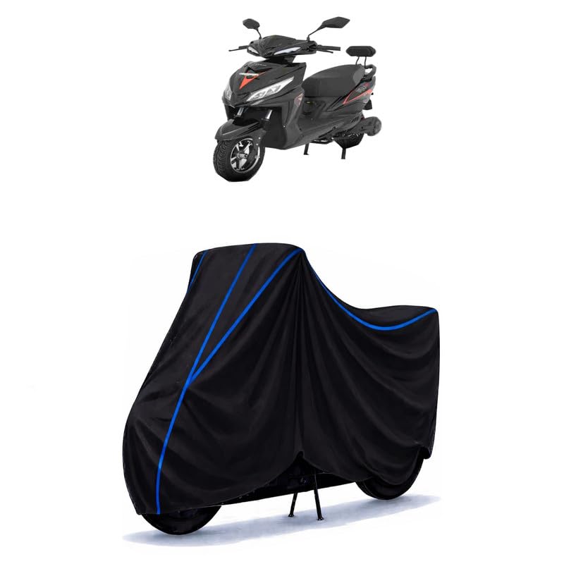 Image of Scooty Cover Water Resistant for E-Bike Wolf Plus | Universal Scooter & Bike Cover | Heavy Duty UV Dust, Rain & Scratch Protection | Elastic Fit All Weather Indoor Outdoor | Black with Blue Piping