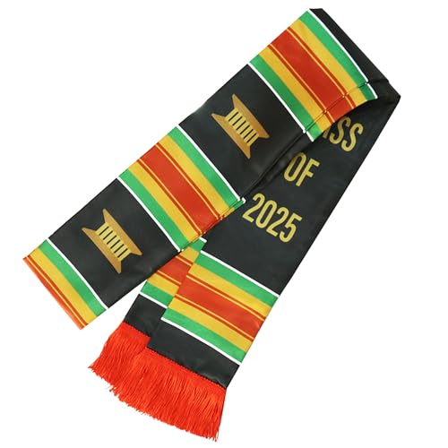 Black Girl Magic Grads Scarf African American Class of 2025 Graduation Stole Scarf with Red Tassels3