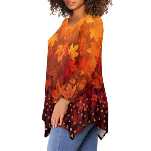 Women's Asymmetrical Irregular Hem Tops Long Sleeve Tunic Top Dressy Casual Blouse Size S-6XL4