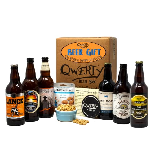 Premium British Real Ale Beer Gift Hamper - 6x500ml Independent Traditional Ales with Snack & Craft Beer Tasting Guide by QWERTY Beer Box - Beer Gift for Him