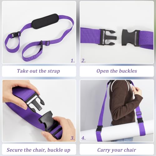 Image of GORGECRAFT Scooter Straps Adjustable Carrying Strap with Non-Slip Shoulder Pad Blue Violet Beach Chair Replacement Universal Carry Strap Yoga Mat Sling Holder for Camping and Outdoor Backpack