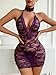 Avidlove Sexy Sheer Lace Bodycon Mini Lingerie Dress with Thong 2 Piece Set Outfits Purple L