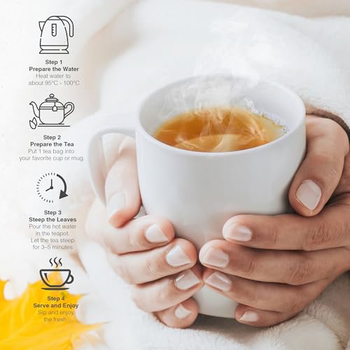 Image of FreshDrinkUS, Premium 40 Tea Bags Daily Rescue Lemon Ginger Tea - 9 Superherbs - 100% Natural Ingredients, Tea Mix for Wellness Boost - Shelf-Stable, Caffeine-Free, Sugar-Free, Vegan