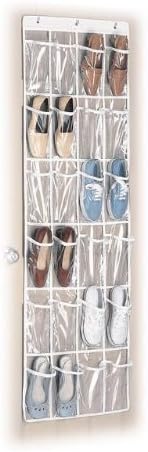Shoe Storage 24 Pockets Bag Rack Over the Door Hook Hold Uo to 12 Pair for Space Saver Organizer Clear