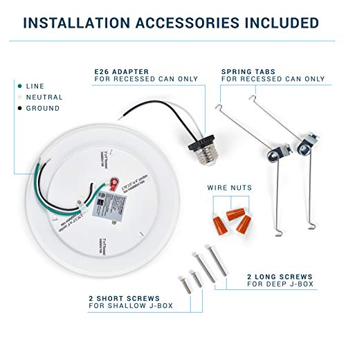 PARMIDA (4 Pack) 5/6 Inch LED Disk Light Surface Mount Recessed Flush Ceiling Lighting, 15W, 1050LM, Dimmable, Recessed Can Or Hardwired Junction Box Installation, ENERGY STAR & UL-LISTED - 3000K