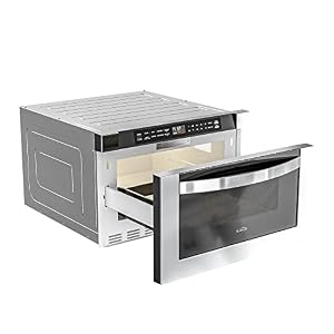 KoolMore KM MD 1SS 24 Inch Stainless Steel Microwave Drawer Capacity 1000W Power with 10 Custom Cooking Levels Memory and Timer Functions Wall Mounted with Flat Bottom 24 in12 Cu Ft