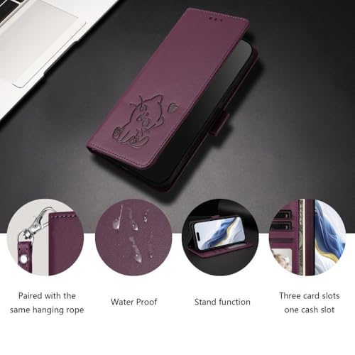 Housse iPhone 15 Pro Max motif chat violet clair pour emporter vos cartes partout - 3