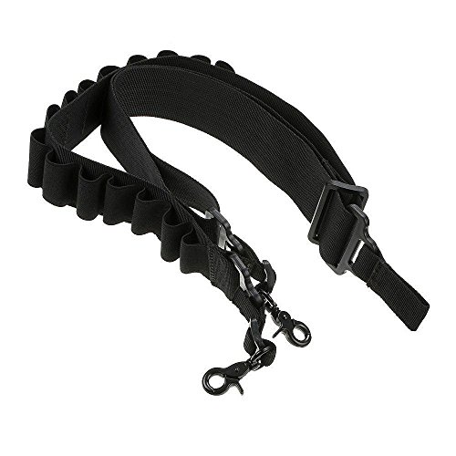 Viriber Tactical Heavy Duty Shotgun Straps 15 Round Ammunition Bandolier Belt 20Ga And 12 Ga Nylon (Black) #TOP2