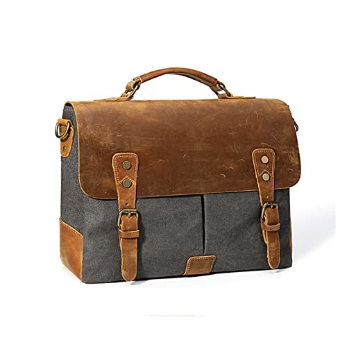 Fashion Thick Waxed Canvas Men's Shoulder Bags Men's Shoulder Bags Men's Retro Casual Shoulder Bags Boys Casual (Color : Blue, Size : Q)3