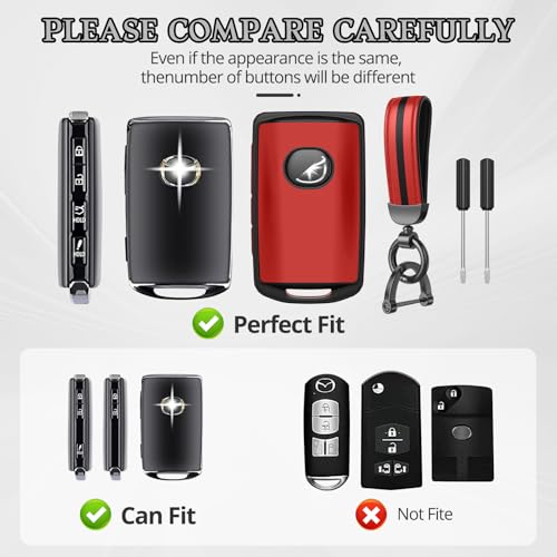 Image of For Mazda Key Fob Cover Accessories, Matte TPU Material, With a Cute Leather Keychain, for 2019-2025 Mazda 3,2020-2026 CX-5, CX-30, CX-9,CX-50