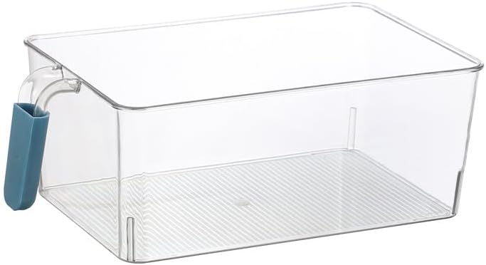1PC Plastic Fridge and Freezer Storage Organizer Bin with Handle, Clear Container for Food, Drinks, Produce Organization, BPA-Free 12x7x4.44 inch