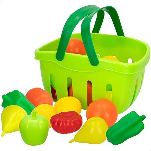 COLORBABY 45716 - Frutas y verduras de juguete con cesta / Incluye 21 piezas de comidita de juguete / Alimentos de juguete para niños, accesorios cocinita