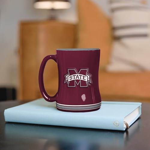 Image of Logo Brands NCAA Mississippi State Bulldogs 14 oz Relief Coffee Mug - Officially Licensed Mug, Sculpted 3D Logo and Team Colors - Comfortable Handle and Glossy Finish for College Sports Fans