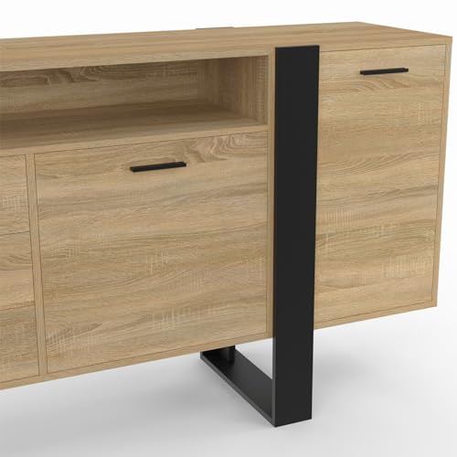 Buffet industriel Phoenix XXL 180 cm bois métal IDMarket