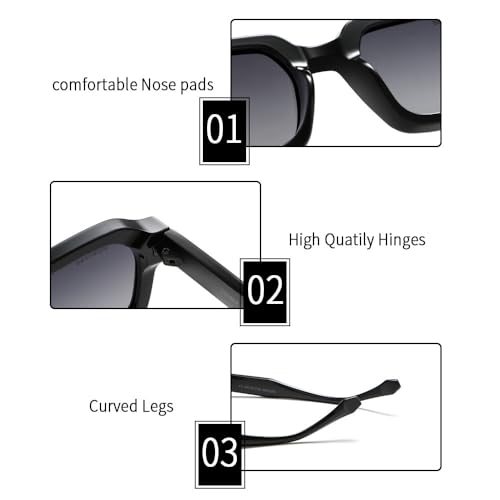 Image of grey jack TR90 Rectangle Polarized Sunglasses for Men Women,Stylish Full Rim Eyewear for UV Protection 21040