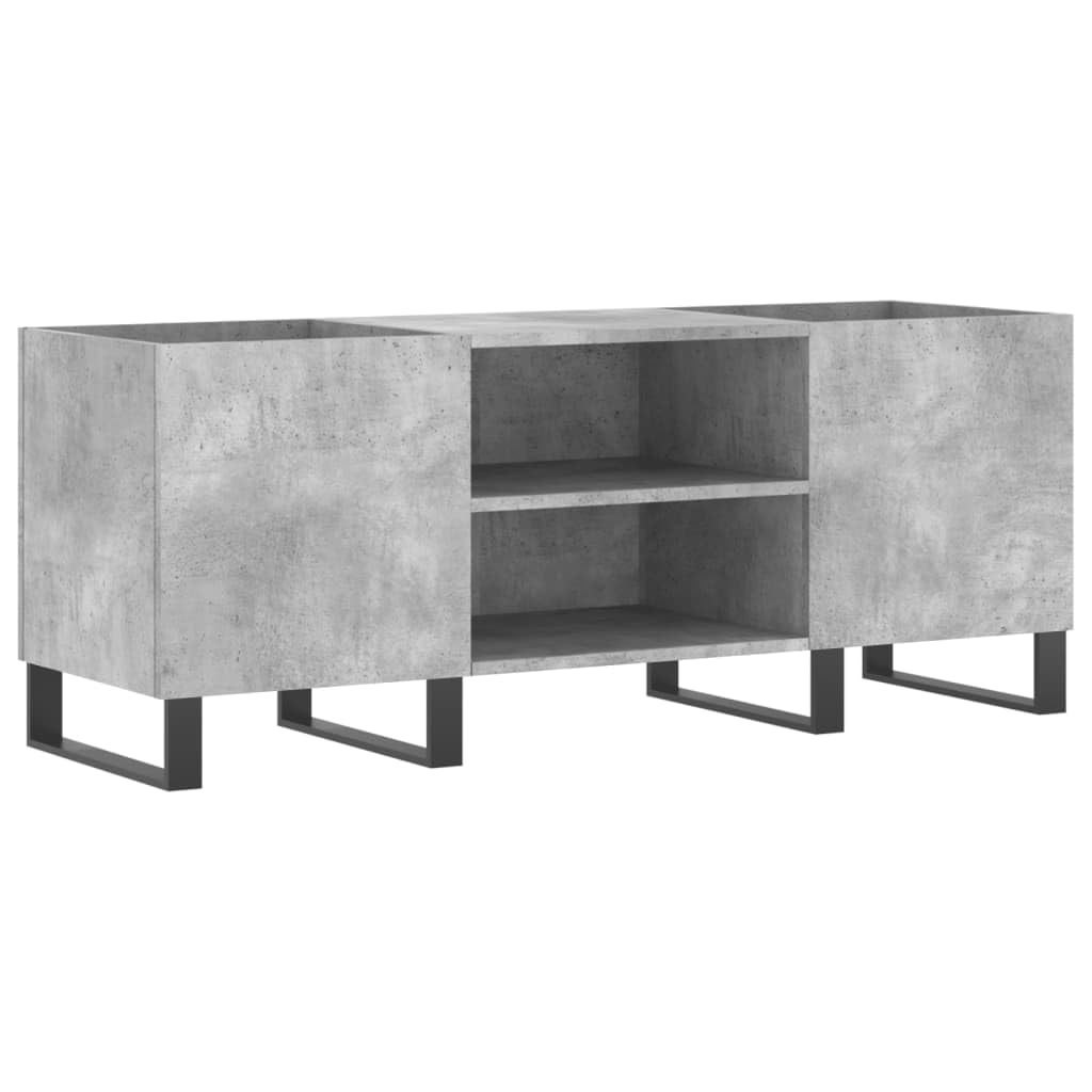 Armadio per dischi grigio cemento, 121 x 38 x 48 cm, in vinile vintage, con gambe in ferro, robusto scaffale per dischi LP per soggiorno