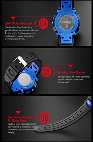 Golden Hour Waterproof Digital Analog Led Sport Watch For Students, Boy, Girls With Rubber Strap Black Blue #TOP4