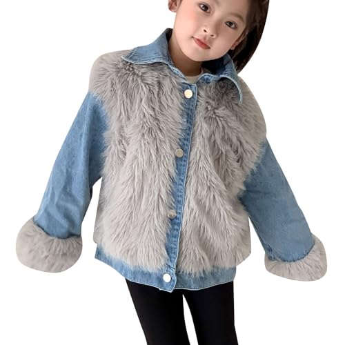 Girls Open Front Cardigan Faux Fur Coat Warm Fuzzy Trendy Winter Parka Shaggy Party Outerwear Jackets 1-10 Years
