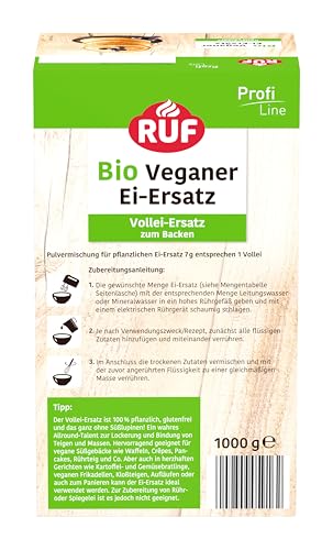 RUF Bio Veganer Ei-Ersatz Vorratspackung, 100% pflanzlicher Vollei-Ersatz,zum Backen,für Desserts,zum Panieren,für vegane Mayonnaise, 1 kg Großpackung