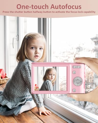 Upgrade Digital Camera, 50MP Full High Definition 1080P Camera with 16x Zoom Anti Shake, Compact Camera for Kid Student Children Teen Girl Boy, Kids Camera with 32GB SD Card,2 Batteries-Pink - Image 5