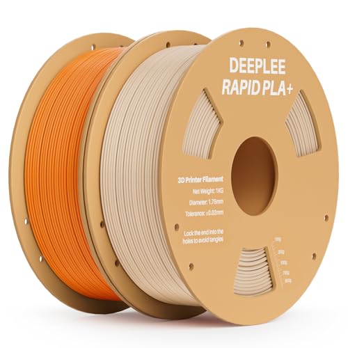 Image of Rapid PLA Plus Filament 1.75mm, High Speed 3D Printer Filament Up to 600mm /s, PLA+ Filament Dimensional Accuracy + /- 0.02 mm Fits Most FDM 3D Printer, 2 Pack 1kg Beige & Orange