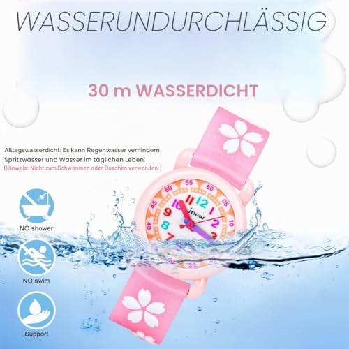 Vicloon Kinderuhr Wasserdicht Armbanduhr für Kinder Quarzwerk 3D Cartoon Design Digital für 3 bis 11 Jahre Mädchen Jungen, Rosa Druck, gürtel