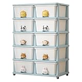 JORERAORMES収纳ボックス子供用玩具収纳ボックス物置キャビネット可愛い多機能組立式防塵引き出しキャスター付き (キャラクター分層整理棚 5 段)