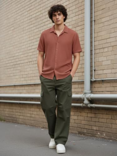 Image of Leriya Fashion Men Poly Blend Fabric | Textured Finish | Collar Neck | Button Closure | Office & Casual Wear | S-3XL