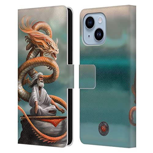 Étui portefeuille iPhone 14 Plus protège écran cuir Anne Stokes Dragons