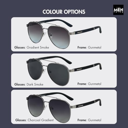 Image of THE MEN THING 2173 STEALTH PILOT - Aviator Style - HD Polarised Sunglasses for Men - UV400 Protection, Stainless Steel Frame