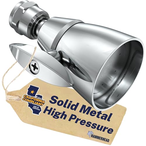 HammerHead Showers® Solid Metal 2 Inch High Pressure Shower Heads - CHROME – California Compliant 1.75 GPM Low Flow Rate - High Flow Shower Head with ADJUSTABLE SPRAY PATTERN - Fixed Shower Head