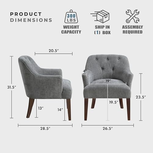 Sillón moderno tapizado tejido gris oscuro miniatura 2