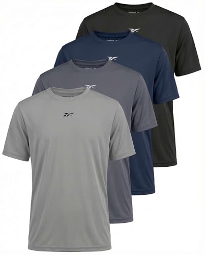 Reebok 4 Pack Boys' Dry Fit Athletic T Shirts Short Sleeve Teens Kids Tops