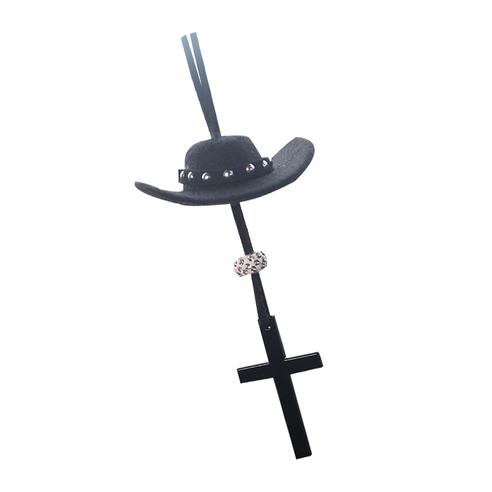 Whoasyst Hat Crosses Car Pendant Ornament, Rearview Charm Religious Decor Car Interior Decoration